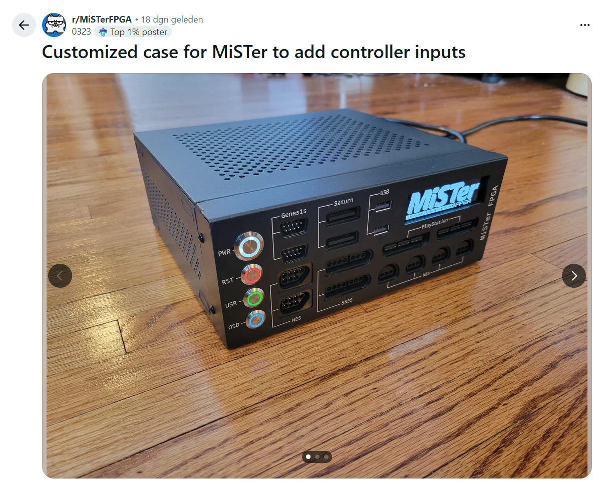 MiSTer-gebruiker bouwt aangepaste behuizing met klassieke controllerpoorten